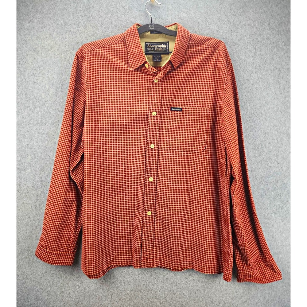 Abercrombie & Fitch Men's M Regular Red Cotton Check Button-Up Shirt